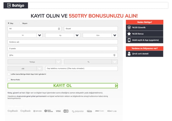 Bahigo Kayıt